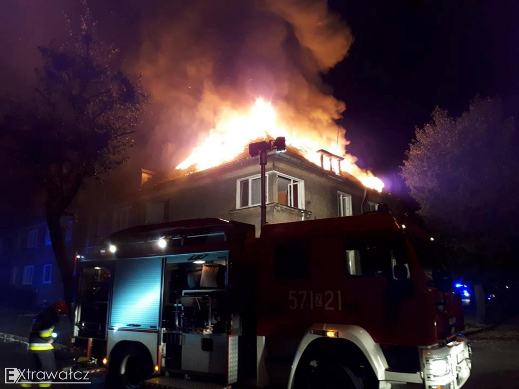 Pożar bloku na E. Plater w Wałczu