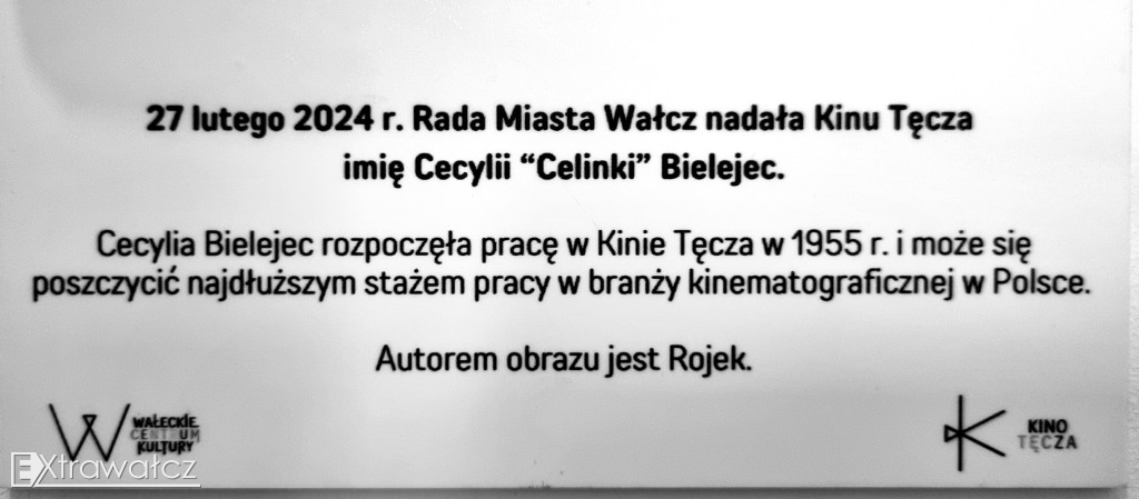 Oficjalne odsłonięcie obrazu P. Cecylii Bielejec patronki Kina Tęcza w Wałczu