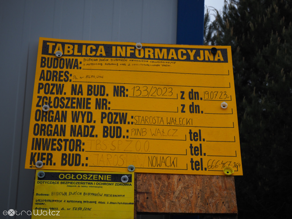 Postępy prac przy budowie bloków TBS.