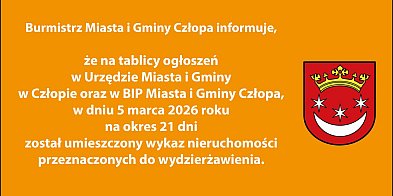 Nieruchomości do wydzierżawienia, wykaz 5 marca  - Człopa