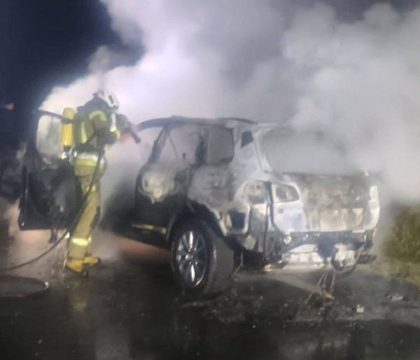 Płonący samochód na DK22-14928