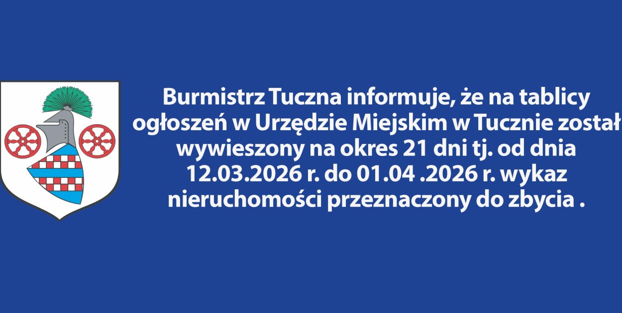 Tuczno - wykaz nieruchomości do zbycia od 12.03