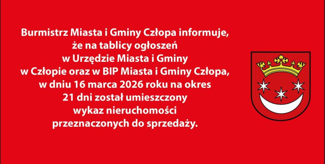 Wykaz nieruchomości do sprzedaży Człopa 16marca